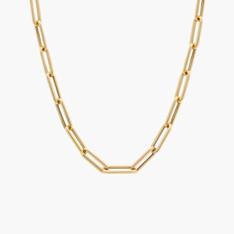 Medium Paperclip Necklace in 14k Italian Yellow Gold 